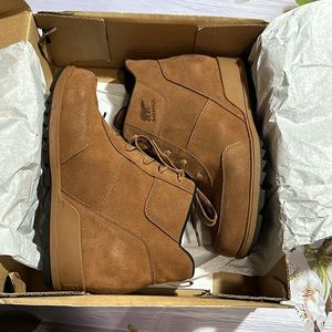 Sorel Brown Suede Wedge Ankle Boots